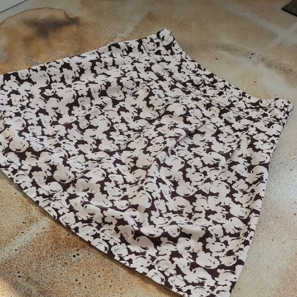 Merona | 100% Cotton A-Line Mini Skirt in Brown and Cream Size 12 - Picture 5 of 10